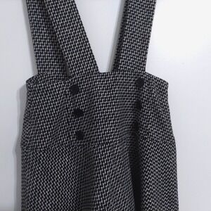 Forever 21 Houndstooth Pinafore Mini Dress S Suspender Preppy Academia Black